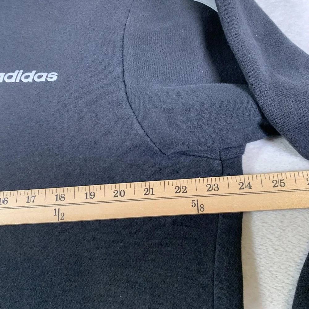 Adidas Hoodie Mens Large Black Full Zip 3-Stripes‎ Sweatshirt Jacket Pockets